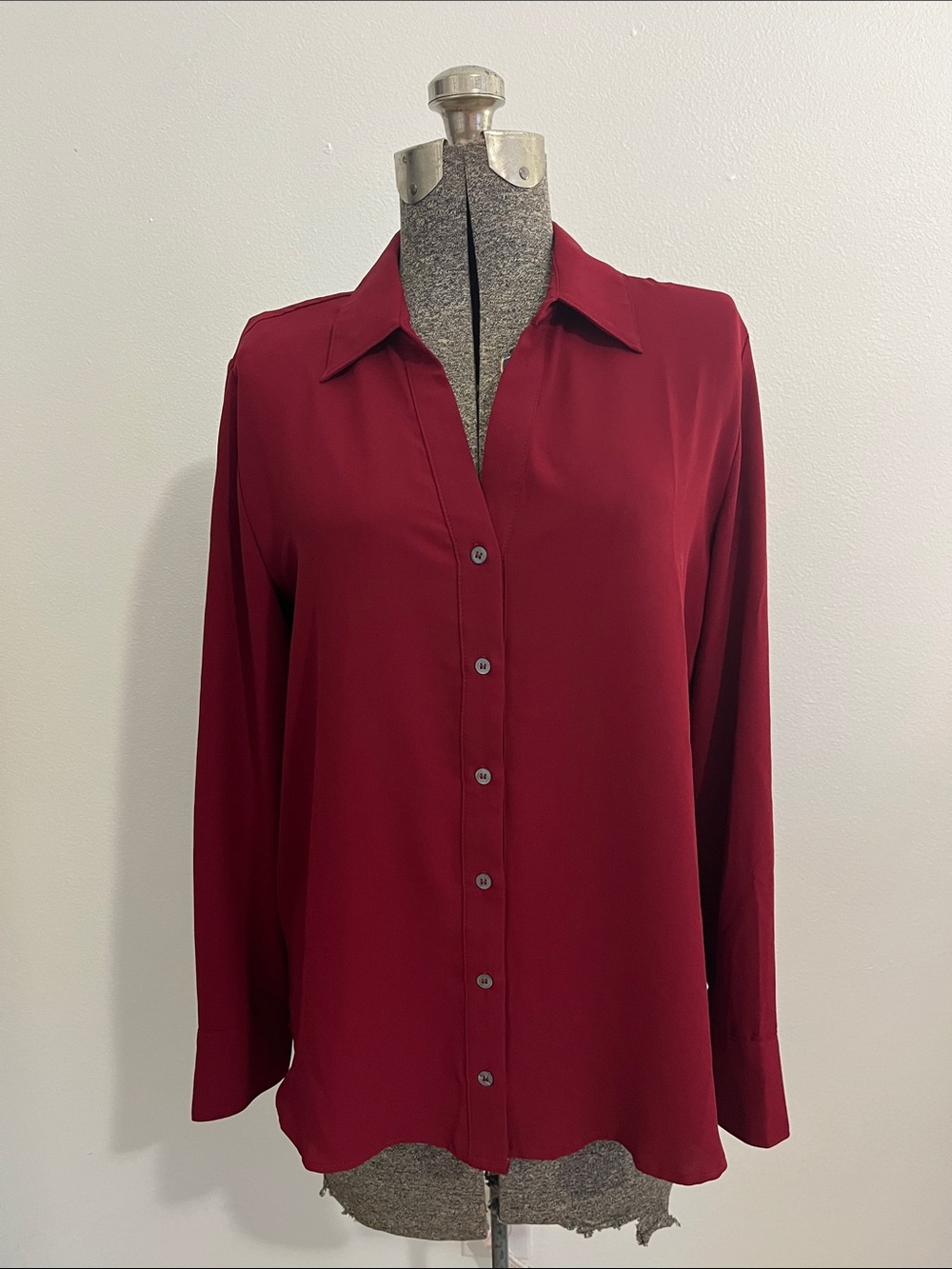 41 Hawthorn Burgundy Button-Front Blouse